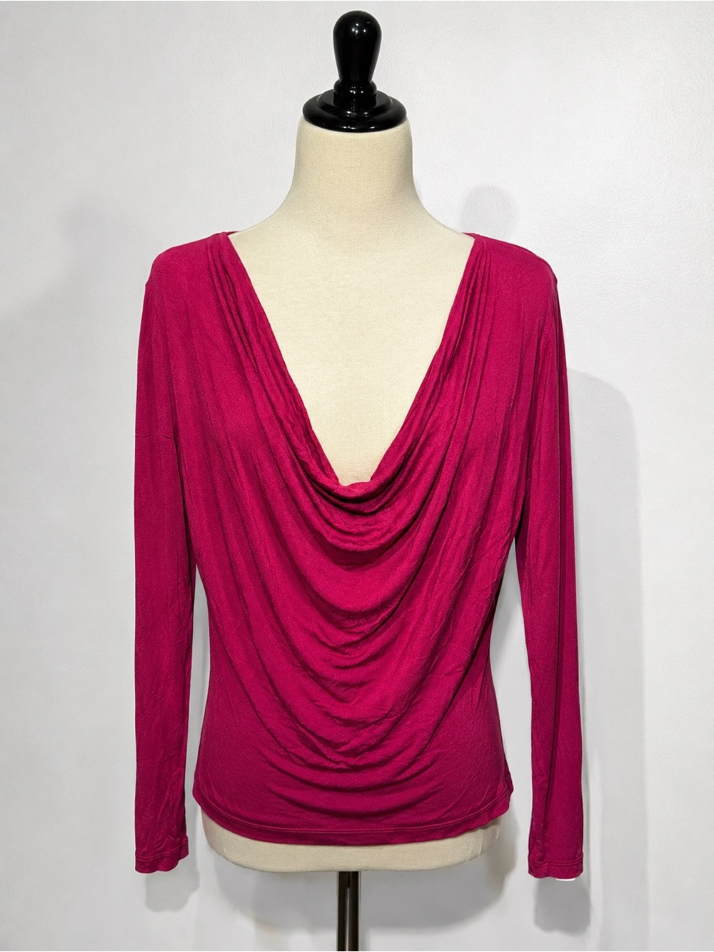 Anthropologie Bordeaux Red Draped Cowl Neck Long Sleeve Top Women’s Made In USA